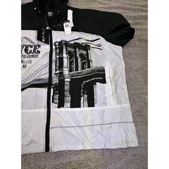 Enyce Jacket Men’s Windbreaker Y2K Zip Up White Black Skater Bridge 4X New - Picture 10 of 14